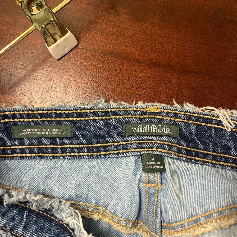 wild fable Patchwork Light and Dark Blue Denim Women’s Shorts - Picture 4 of 4